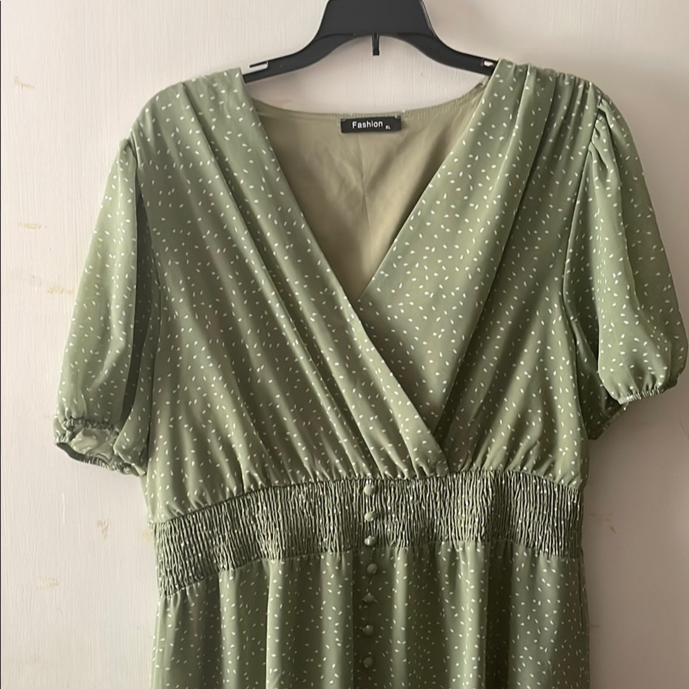 Green Polka Dot Women's Dress